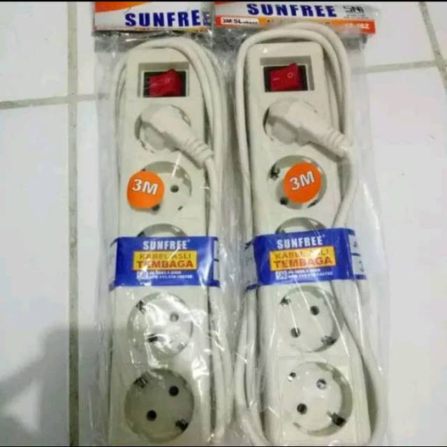 stop kontak colokan Listrik 5 lobang 3meter SNI Sunfree