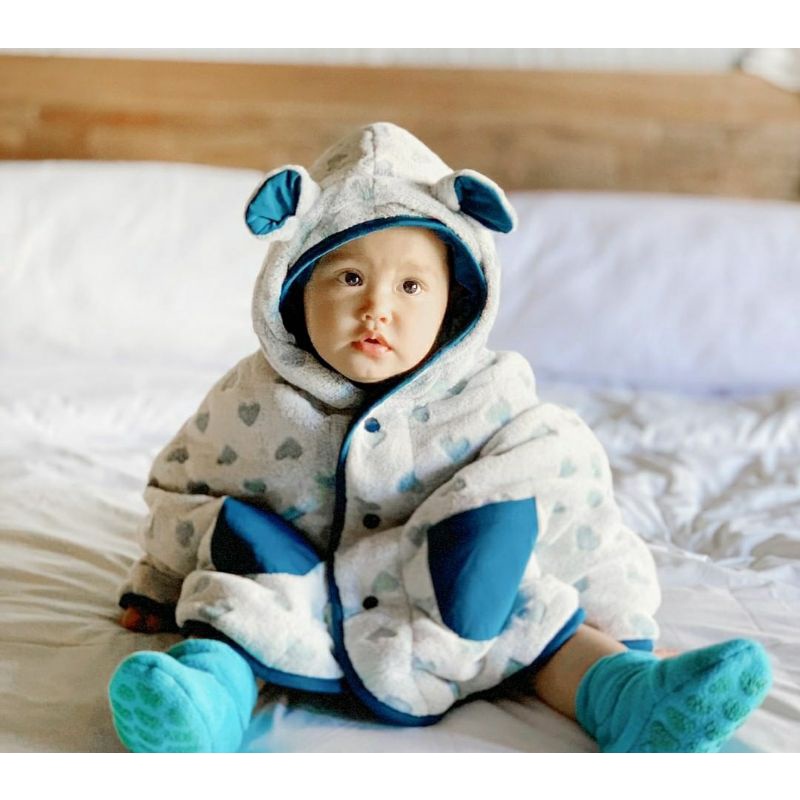 CUDDLEME BABYCAPE SELIMUT JAKET BOLAK BALIK MANTEL KOREA KADO BAYI-Heart tosca
