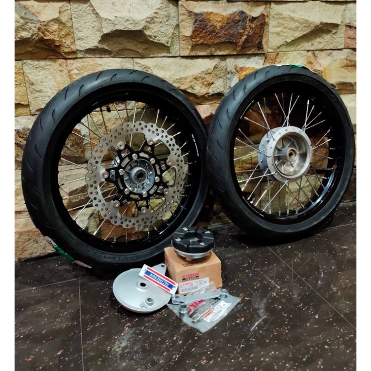 paket velg tromol KLX set ban r46 set tromol KLX depan D-Tracker set tromol belakang rxking set orig