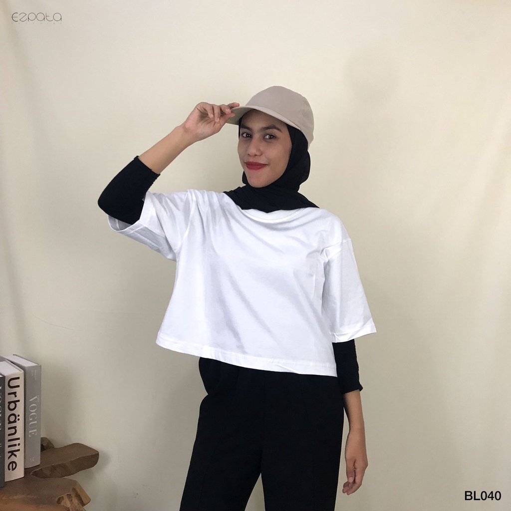 Ezpata Atasan Kaos Polos Crop Top Wanita Lengan Pendek Bahan Katun Adem Gaya Keren Kekinian Termurah Kualitas Top