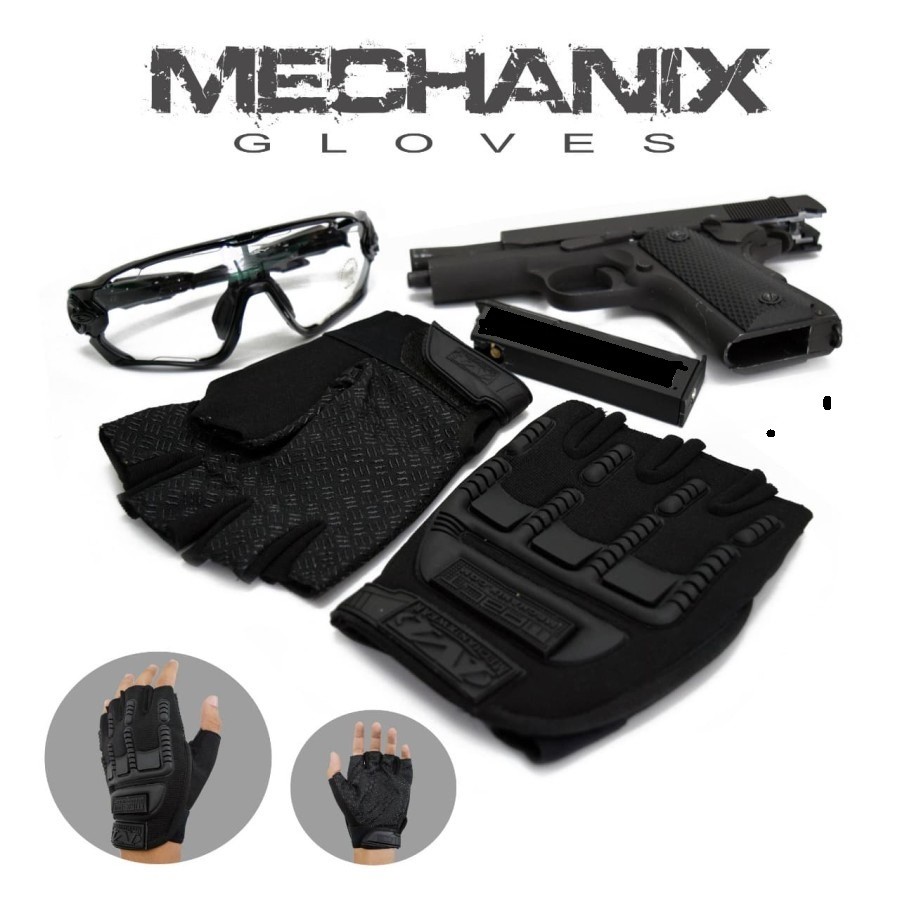 Sarung tangan pria polisi motor tentara Tactical Impact mechanix wear setengah jari Half Finger