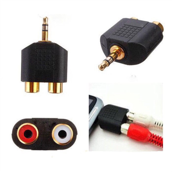 Jack 3.5mm to RCA Converter Stereo splitter Y Cabang Audio Adapter AUX