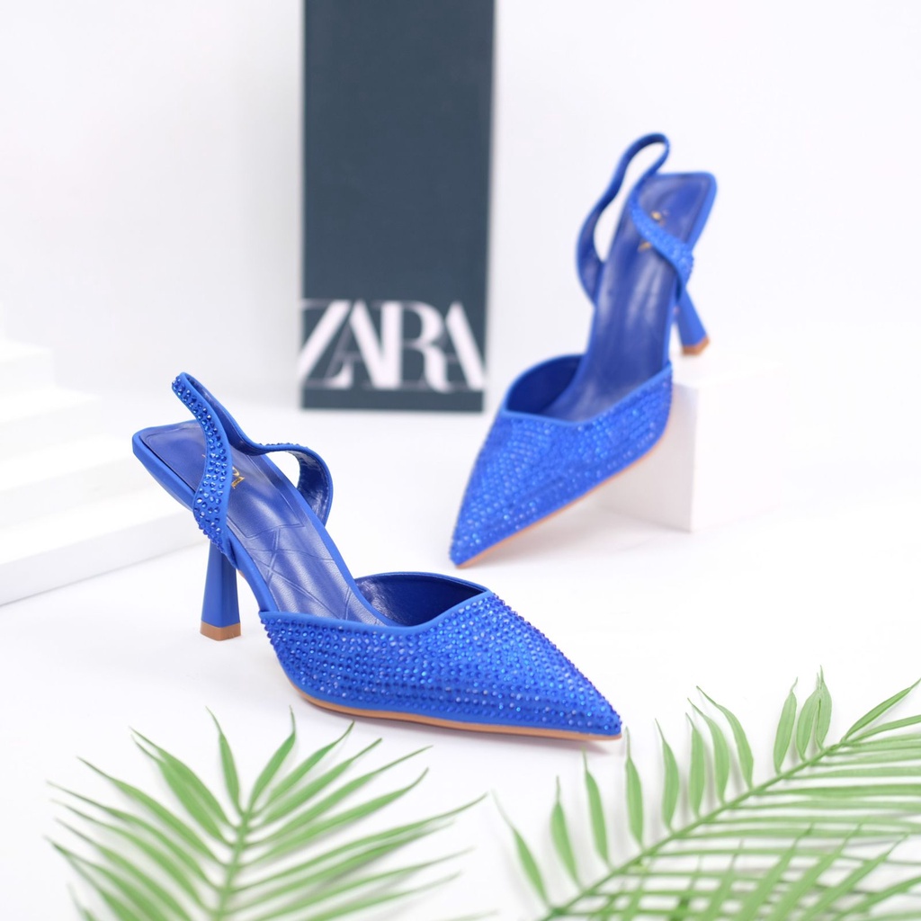 [7.7 Boombastis Sale⚡] - SEPATU WANITA ZS418 SLINGBACK SHOES FULL DIAMOND PREMIUM IMPORT