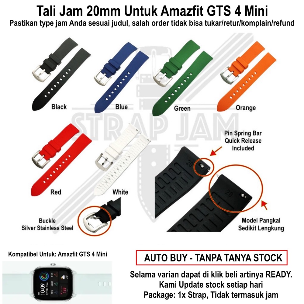 LKG Strap Amazfit GTS 4 Mini - Tali Jam Tangan 20mm Rubber Lengkung Kualitas Tinggi