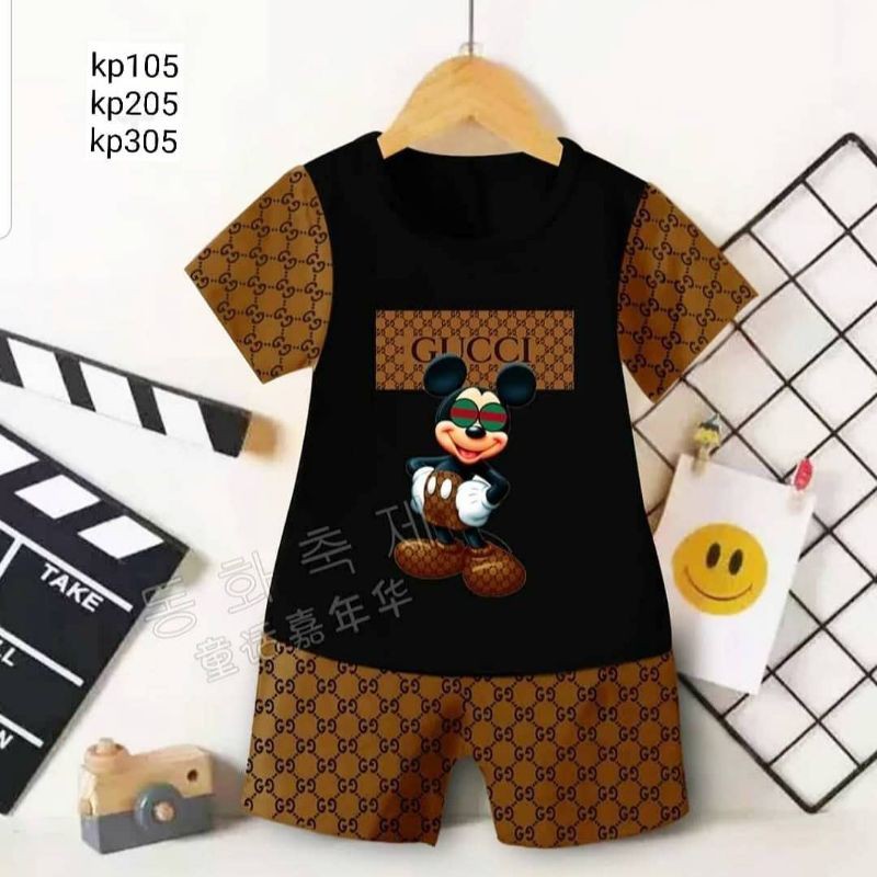 SETELAN BAJU TIDUR ANAK STELAN PIYAMA ANAK LAKI LAKI PEREMPUAN IMPORT SPECIAL GU*CI MICKY