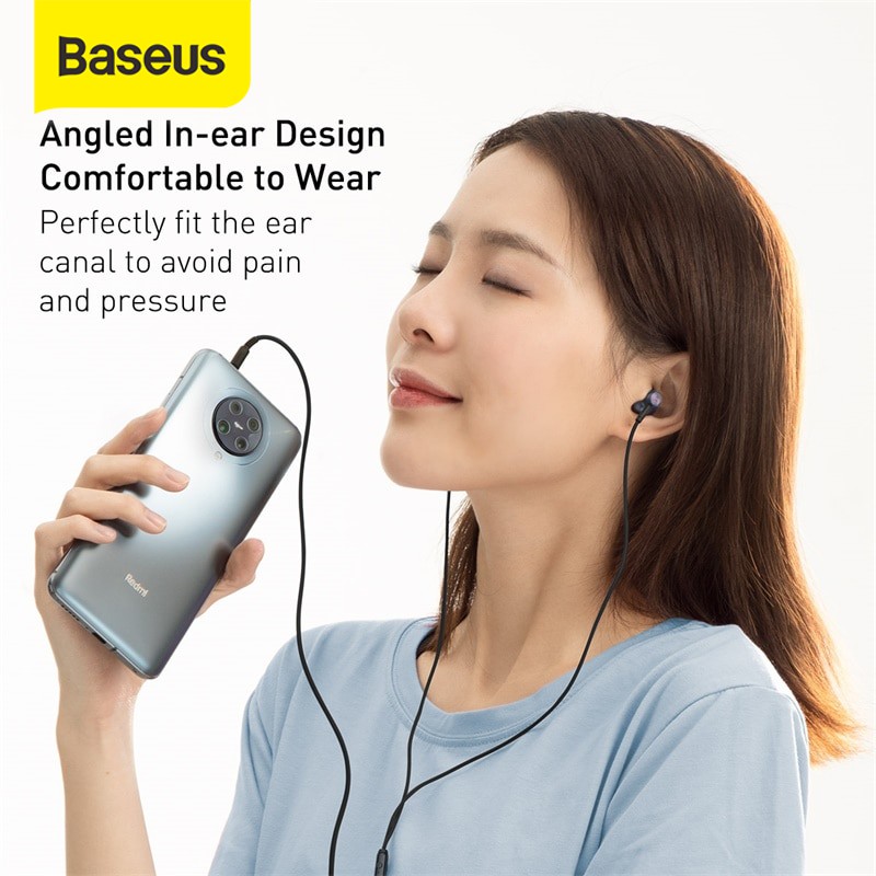 Baseus Headset Handsfree Encok 3.5mm Wired H19-Black