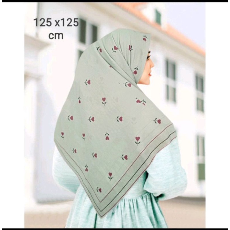 Segi empat voal motif Tulip jumbo // syar'i motif // voal premium ukuran 130X130// voal motif