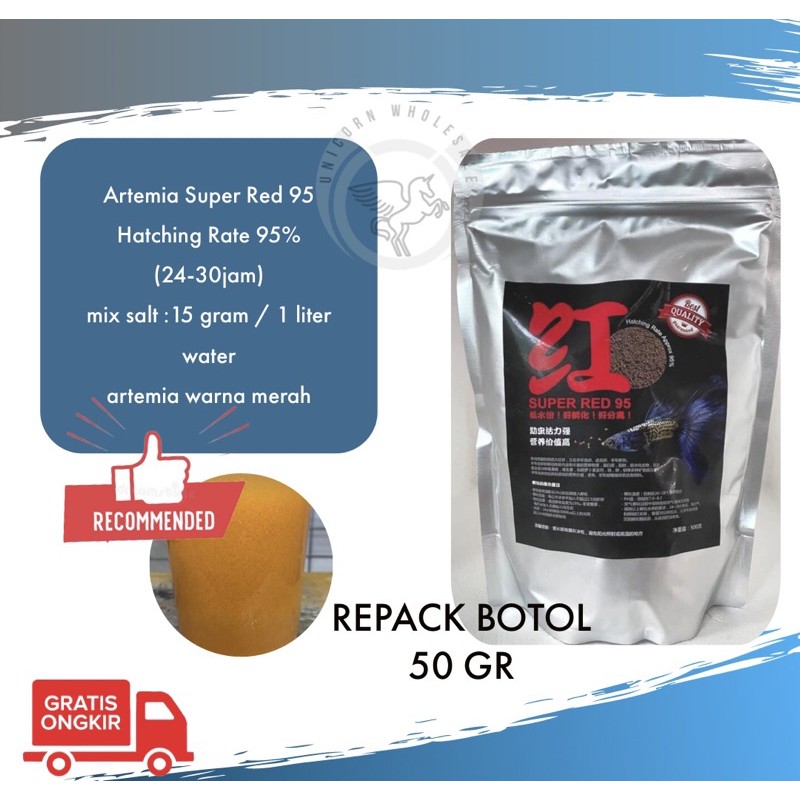 ARTEMIA PANDORA SUPER RED REPACK 50-100 GRAM PAKAN IKAN HIAS PELET GUPPY CUPANG