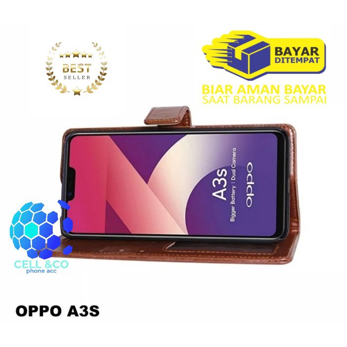 Flip cover OPPO A3S Flip case buka tutup kesing hp casing flip case leather wallet