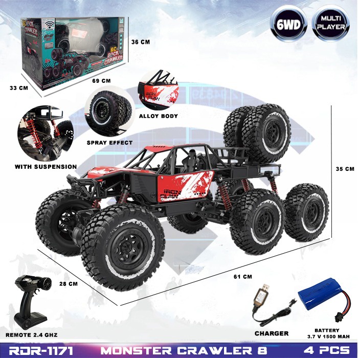 PROMO RDR1171 RC Rock Crawler Offroad Monster Truck Mainan Anak Mobil Remote Control Radio Control Hobi Koleksi Remot Kontrol RADAR