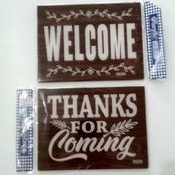 

papan akrilik 2 sisi WELCOME/THANKS FOR COMING