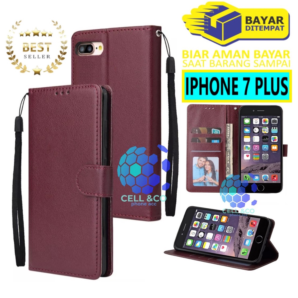 Flip cover IPHONE 7 PLUS Flip case buka tutup kesing hp casing hp flip case leather wallet