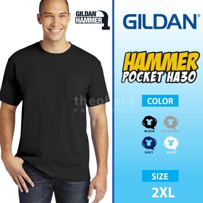 Kaos Polos Saku Gildan Hammer Pocket Ha30 ( Color, Size Xxl )