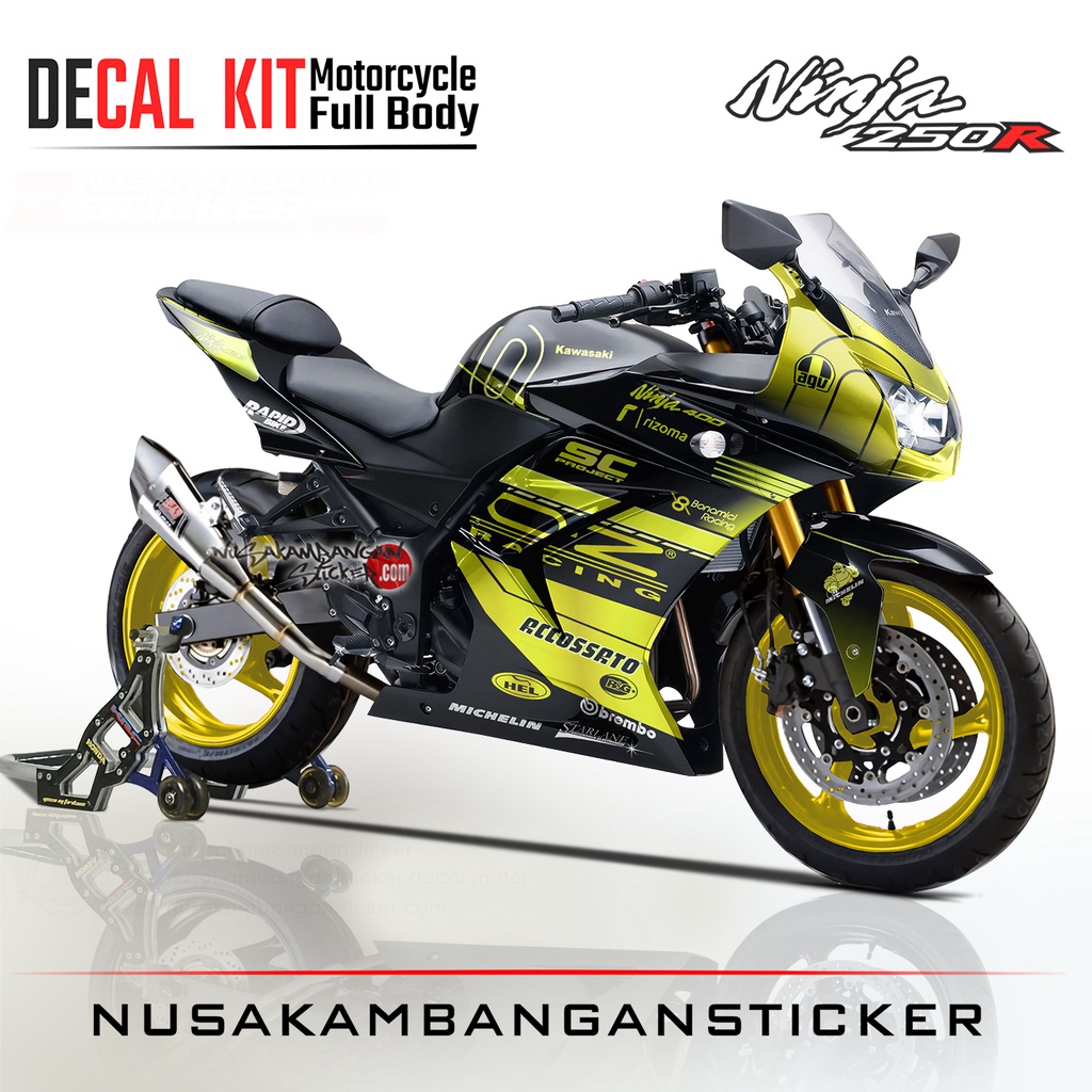 Stiker Ninja 250 Karbu Oz Racing Kuning