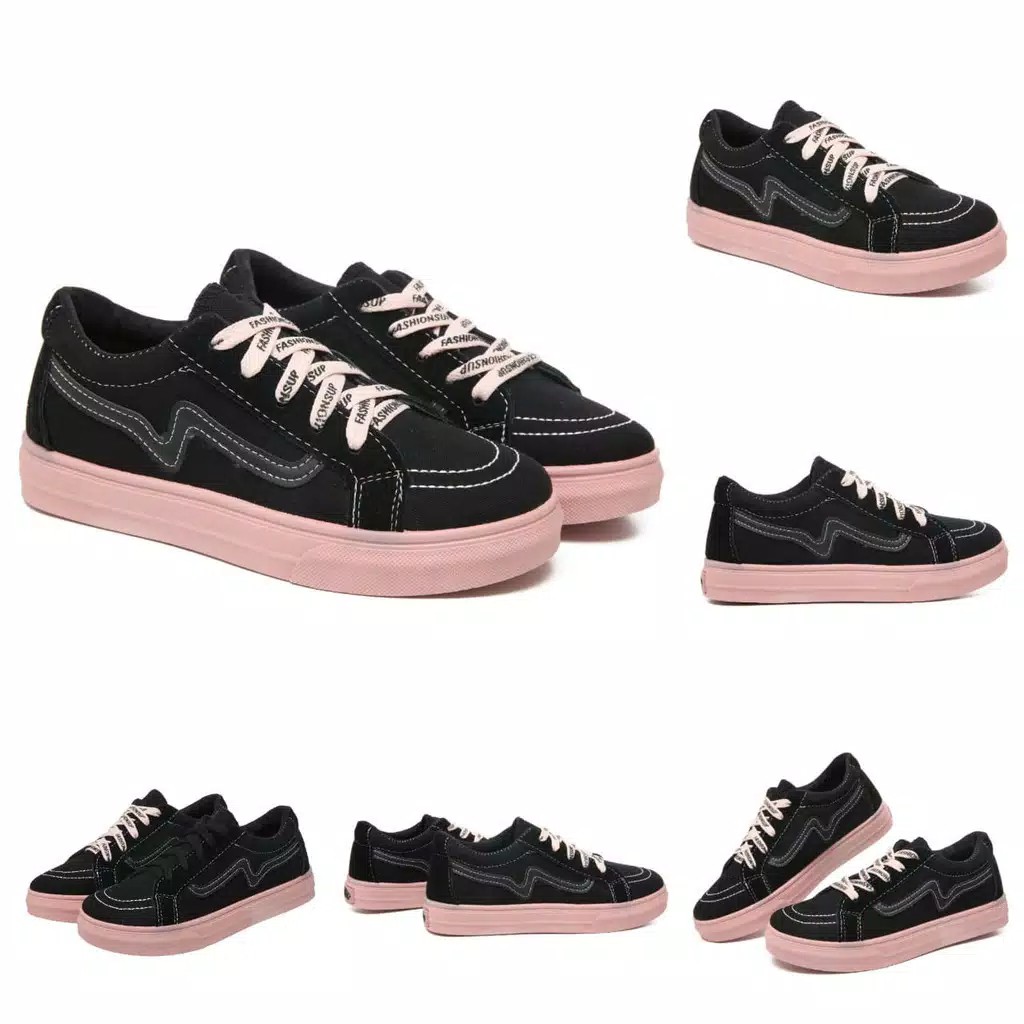 K-Store Official - PVN Sepatu Sneakers Wanita Putih Sport Shoes Casual Hitam 113