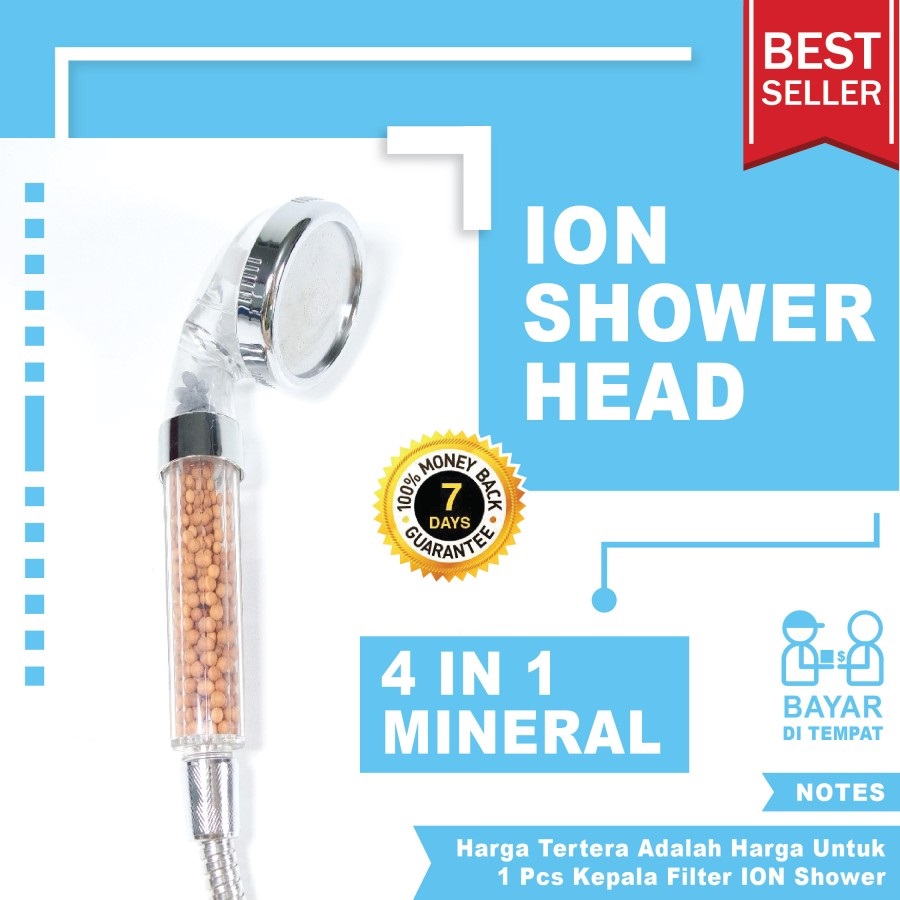 Kepala Shower 4in1 Mineral Ion Shower Water Filter Ionizer Aerator