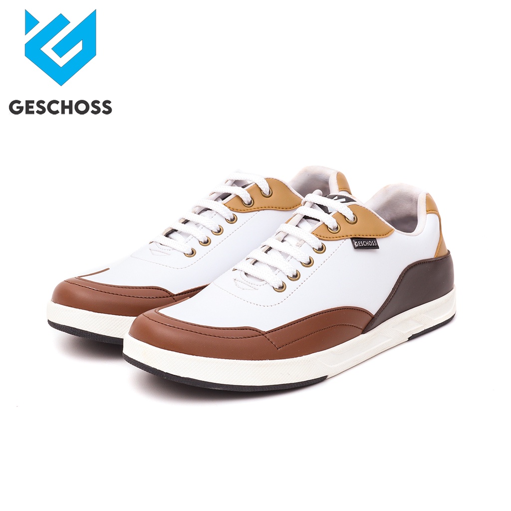 GESCHOSS ORIGINAL - Sneakers Pria Sepatu Tali Cowok Kasual Sepatu Lokal Sneakers Olahraga Sport Warna Putih 39-43