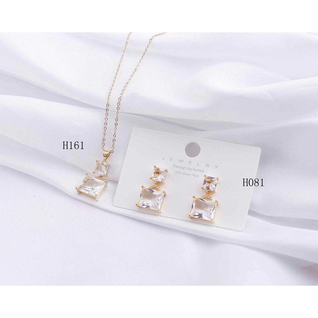 Set Titanium Perhiasan Kalung Dan Anting Permata H161,H081