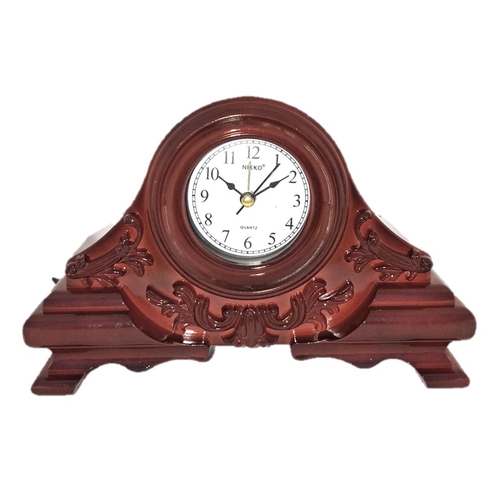 Jam Weker Vintage Motif Kayu Classic Alarm Clock Warna Coklat Tua Dekorasi Meja Free Baterai NK1515