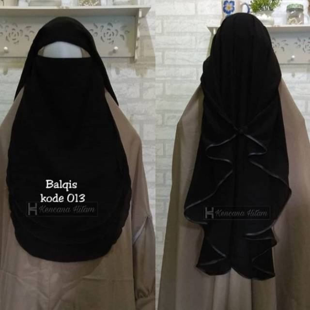 Niqab Balqis 013 (3 layer) kencana hitam Niqab 3 layer kencanahitam