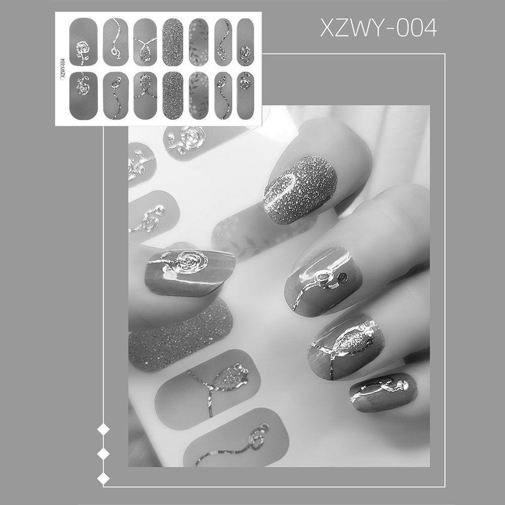 AUGUSTINA Agustina Self-Adhesive Nail Stiker Bronzing Dekorasi Kuku Nail Art Sliders Imitasi Bor DIY Nail Decals