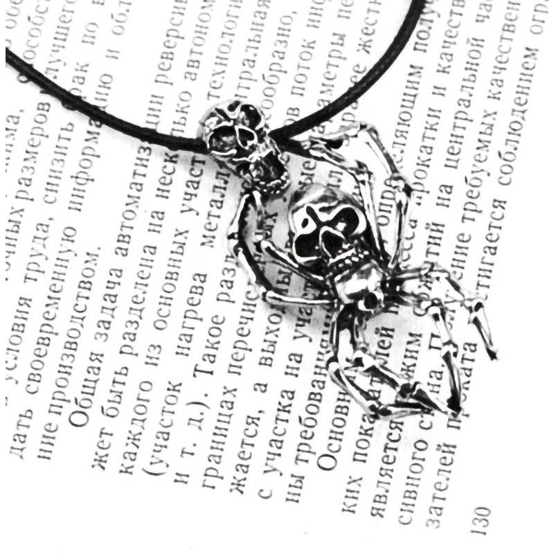 Punk Skull Spider Stainless Steel Pendant Necklace Exaggerated Men's Trendy Jewelry