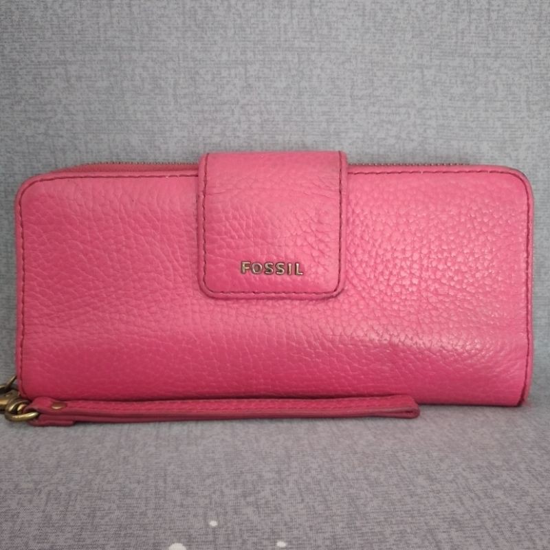 pl fossil madison zip clutch pomegranate