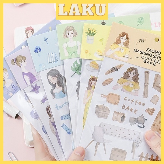 

LAKU Sticker Label Dekoratif DIY Pastel / Tempelan Karakter/ Deco Sticker Unik