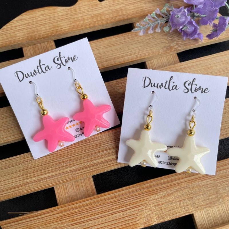 HANDMADE ANTING ANAK/DEWASA KAITAN PLASTIK MOTIF BINTANG LAUT