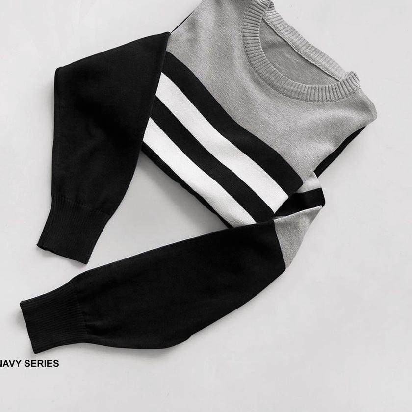 Sweeter Rajut Pria Kerah Bulat Oneck Basic Rajut Premium Kaos Rajut Tebal Lengan Panjang