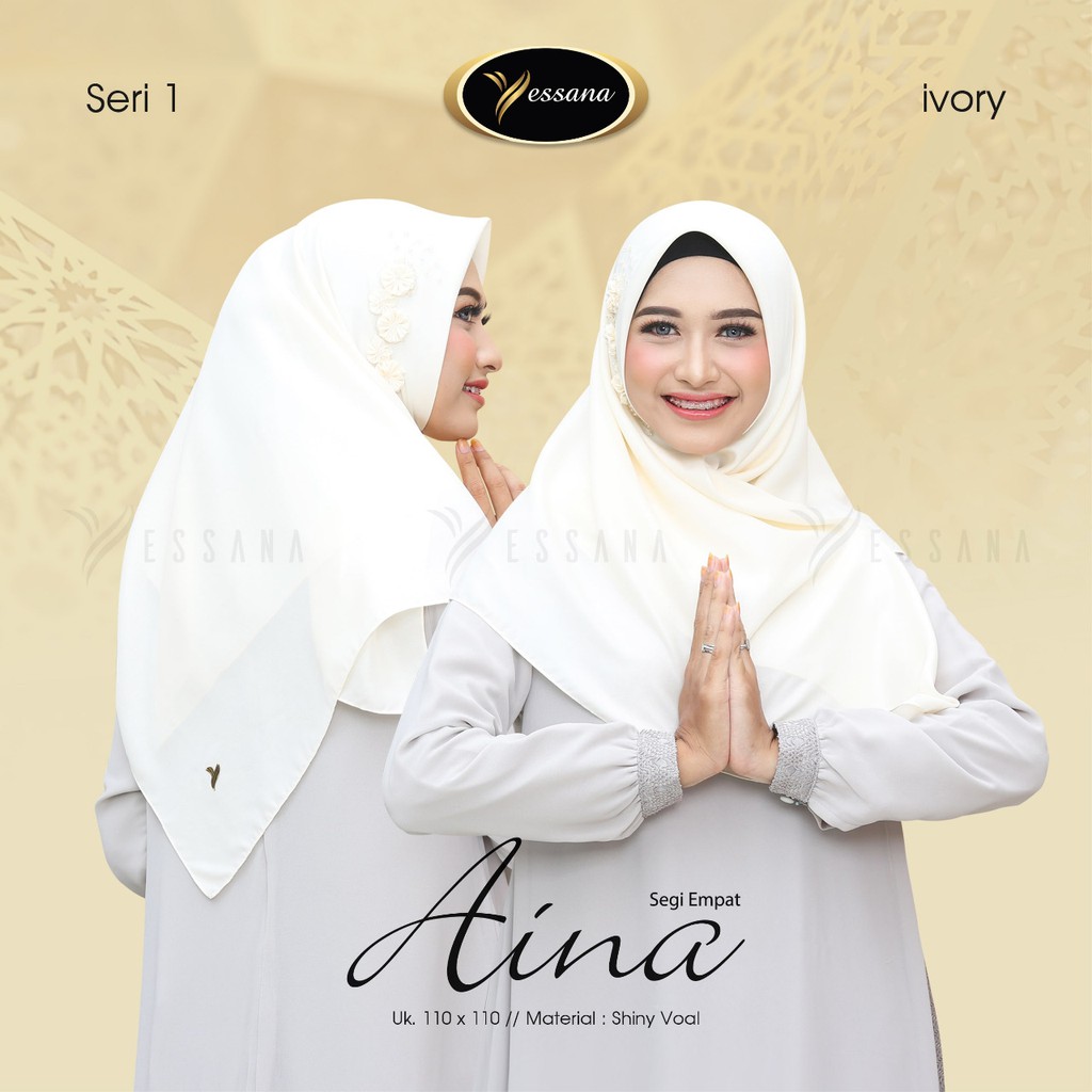 AINA jilbab SEGI EMPAT dengan hiasan payet manik Yessana hijab ori SERI 1
