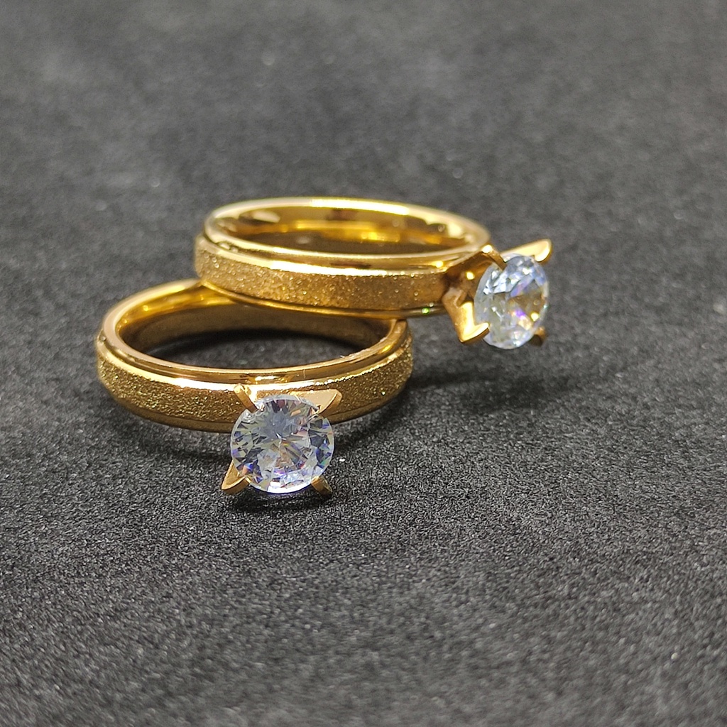 Cincin Titanium Gold Pasir / Cincin Pria Wanita Anak Couple Tunangan Nikah / DIAMGOLD-PASIR