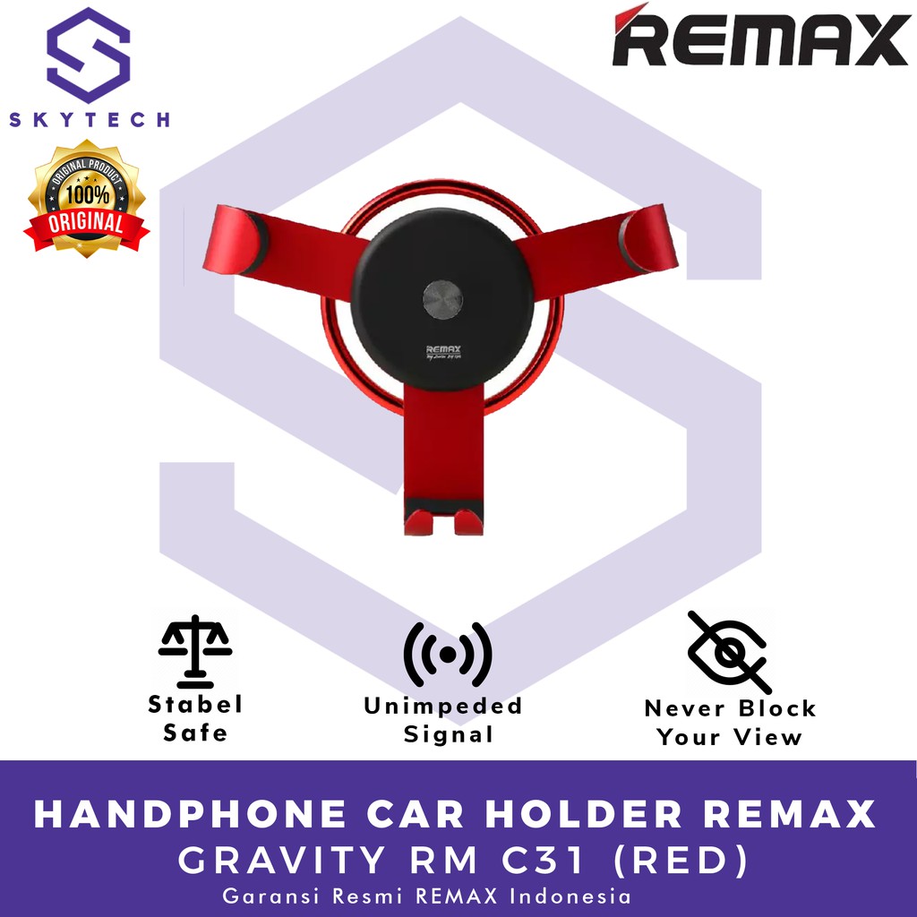 HANDPHONE CAR HOLDER REMAX GRAVITY RM C31 RED ORIGINAL GARANSI RESMI