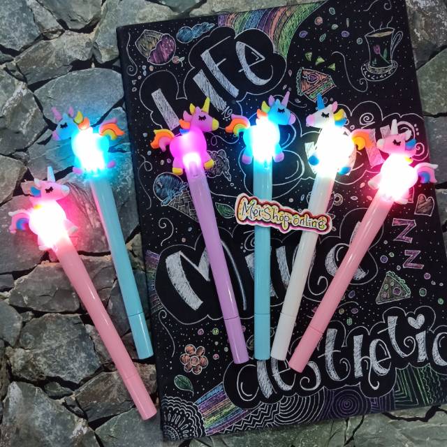 Pulpen Karakter Senter Lampu Unicorn / Kuda Pony LUCU