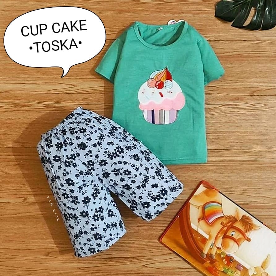 Setelan Anak Perempuan / Baju Anak Perempuan Motif Cup Cake