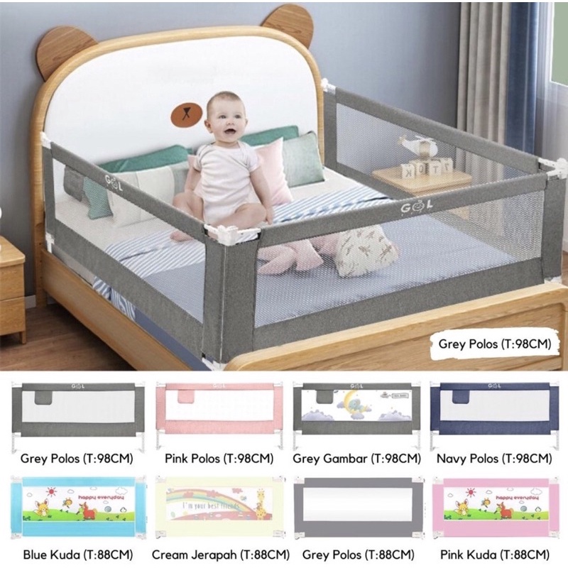 (SATU SET: 3 PAGAR) GOL Baby Bed Guard //Baby Bedrail Bed Rail Pagar Pengaman Kasur Tempat Tidur Ran