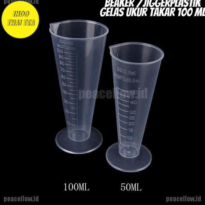 Hanya Disini] Beaker Jigger Plastik Gelas Ukur Takar 50Ml 100 Ml Measuring Cone