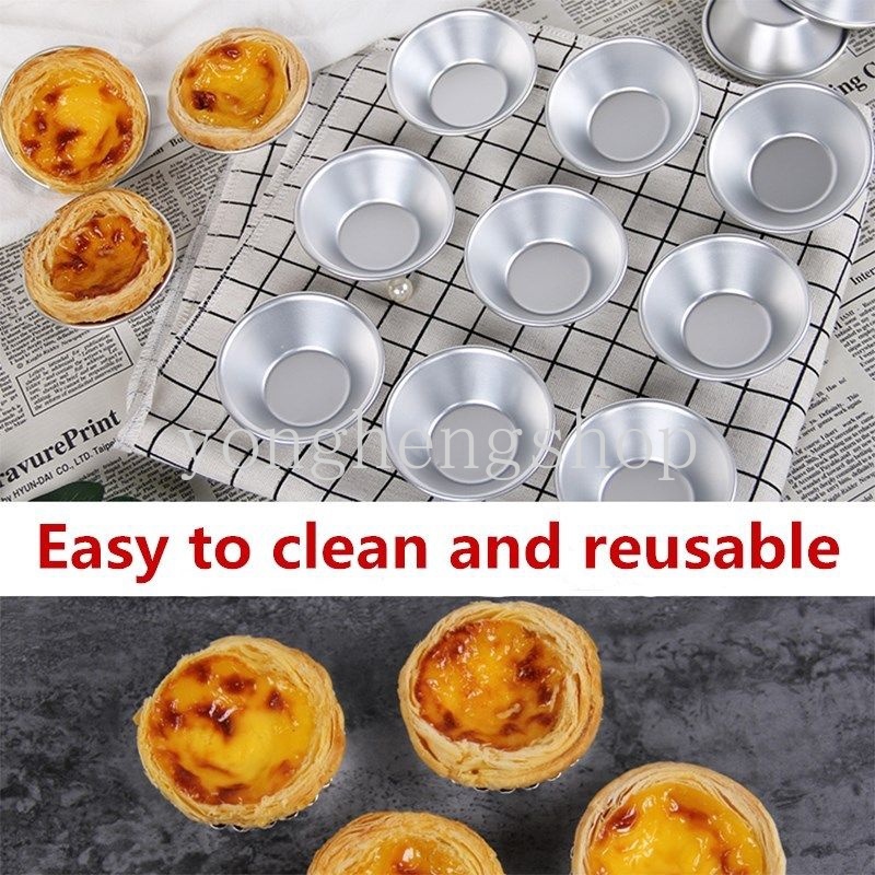 10pcs / set Cetakan Egg Tart / Cupcake / Kue Kering Mini Bahan Aluminum DIY