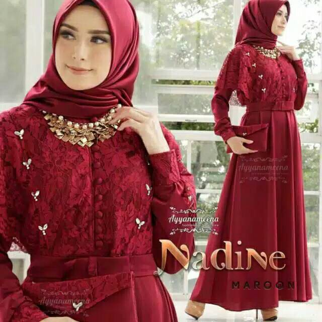 Gamis wanita dress Brukat kondangan wanita nadine