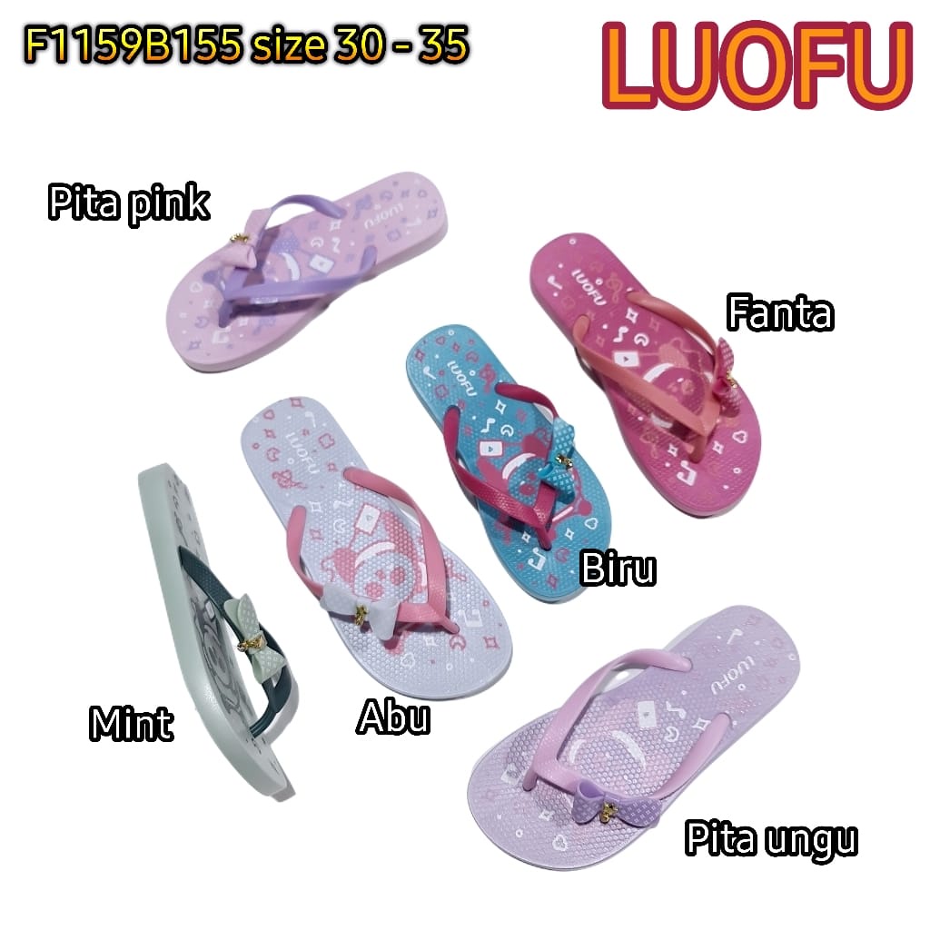 LUOFU ORIGINAL jelly sandal karet empuk murah anak cewek sendal jepit import F1159B155