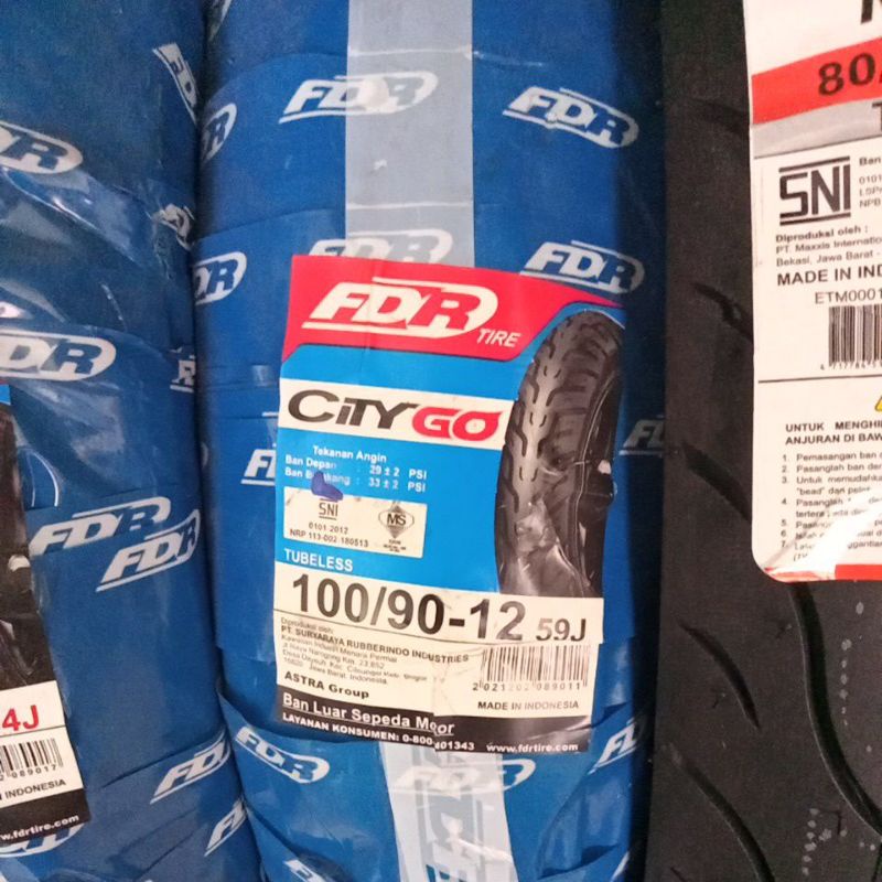 ban FDR citygo ring 12 ukuran 100-90/12.ban tubeless