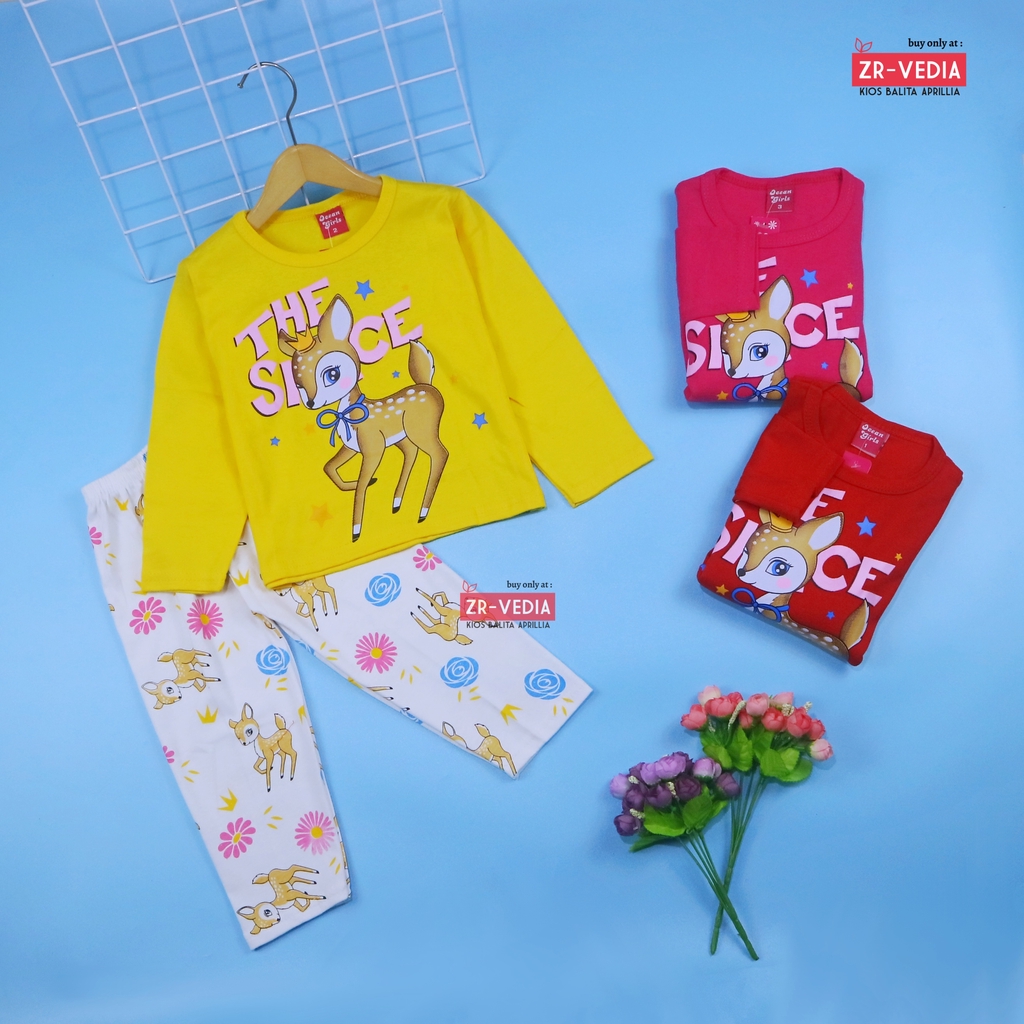 Piyama Miku uk 1-3 Tahun / Setelan Kaos Baju Tidur Cewek IMPORT Anak Perempuan Lengan Celana Panjang