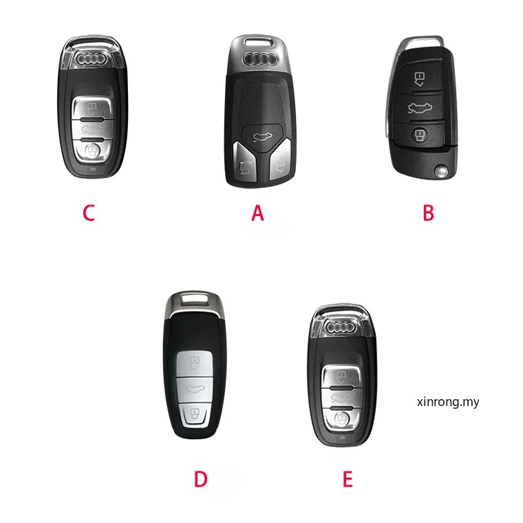 Rumah / Casing Kunci Remote 3 Tombol Plastik Warna Hitam Untuk Audi A3 A4 A5 Quattro Q5 Q7 A6 A8