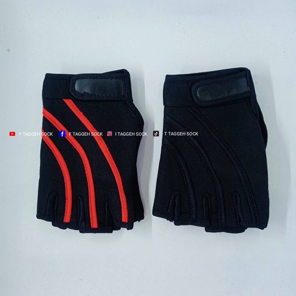 SARUNG TANGAN MOTOR MODEL GARIS SETENGAH JARI/ SARUNG TANGAN PRIA/ SARUNG TANGAN BERKENDARA