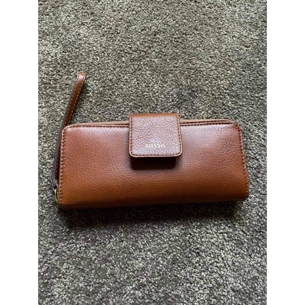 Fossil Madison Zip Clutch Brown