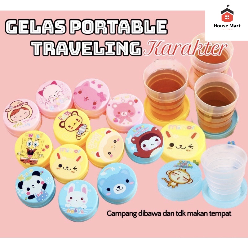 Gelas Lipat Karakter Gelas Portable Gelas Mini Lipat Gelas Lipat Lucu