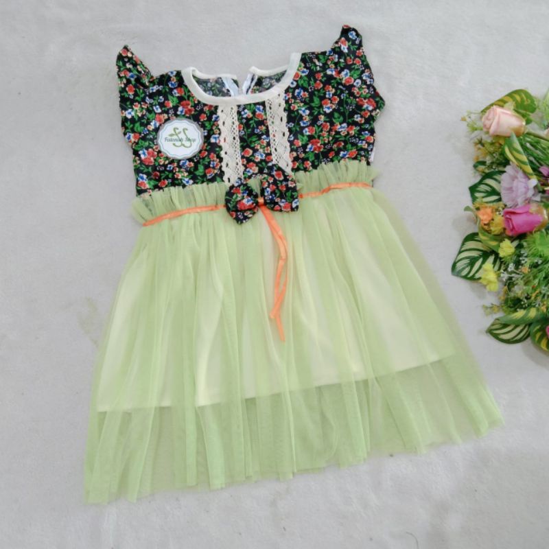 Dress Anak 1 2 Tahun cewek perempuan Dress Bunga Lili