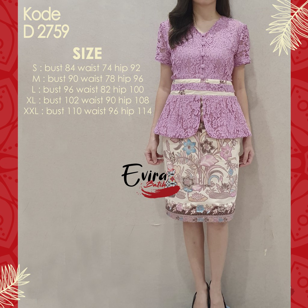 Dress Batik Wanita Modern untuk Pesta dan Hangout Batik Kantor S,M,L,XL,XXL By Evira Batik D 2759