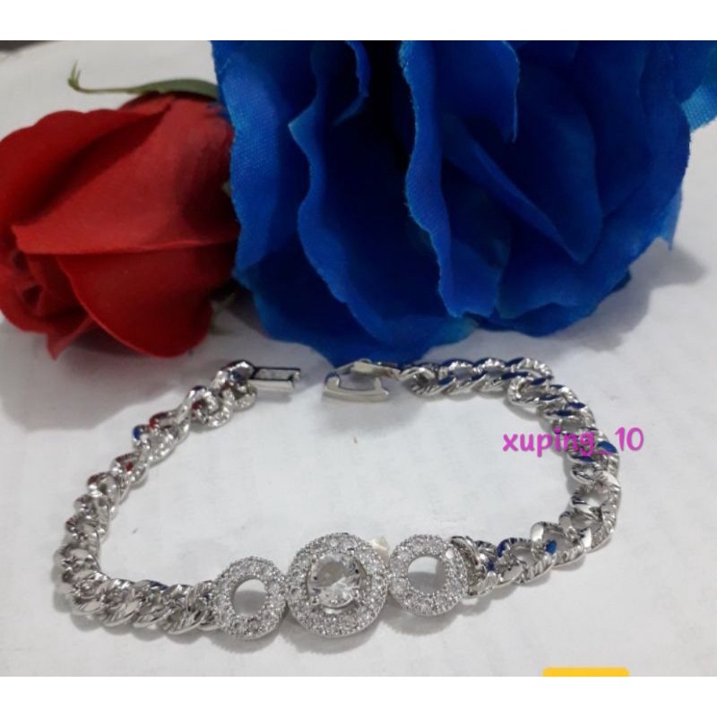 Gelang tangan rantai silver permata xuping.