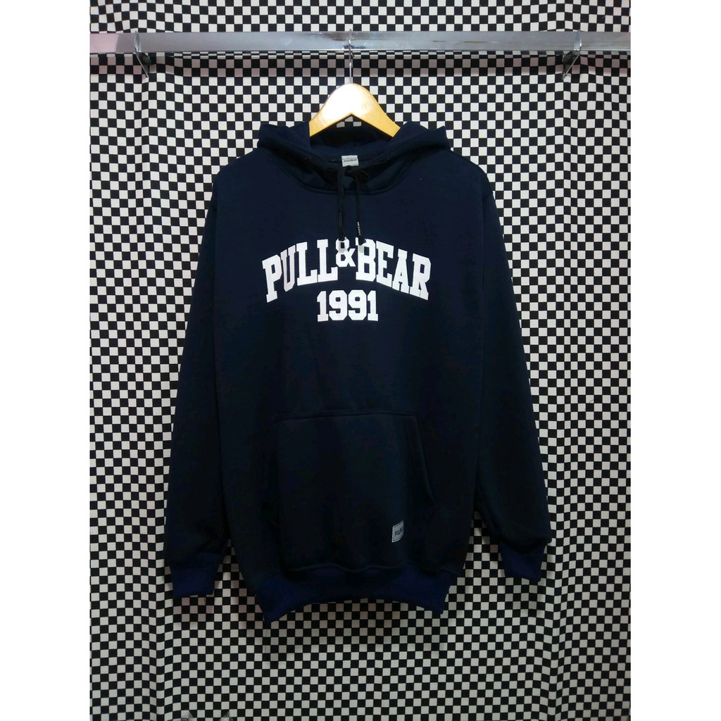 DIJUAL jaket sweater hoodie pria pull and bear navy Diskon